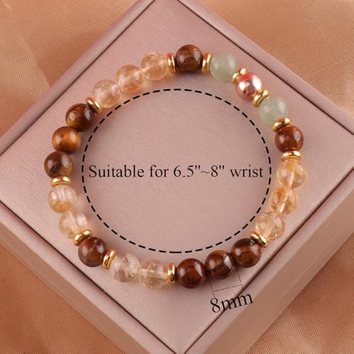 KSQS Healing Stone Bead Bracelet for Women, Natural Gemstones Balance Protection Bracelet, Spiritual Crystal Beads Bracelet Anxiety Relief with Meaning Card - color: Good Luck