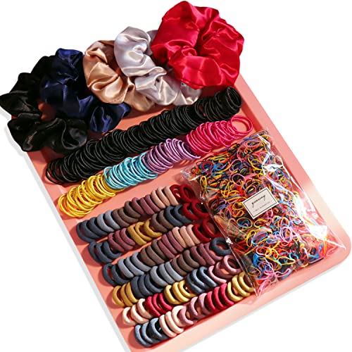 Hair Accessories Set - Scrunchies, Traceless Hair Ropes, Ties, Ponytail Holders, Rubber Bands for Girls, Women, Baby, and Kids (Deep Color, 2155 PCS) - color: Deep Color