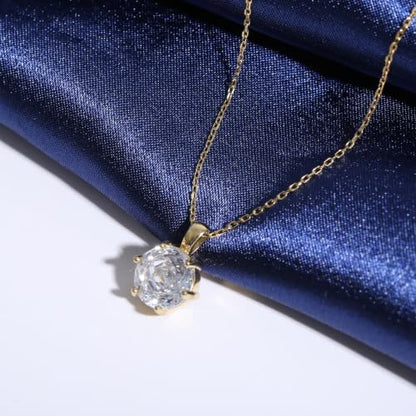 Cubic Zirconia Necklace Stainless Steel Color Change Synthetic Alexandrite/Solitaire Necklace Pendant Women - color: Round-Rose cut cz-G