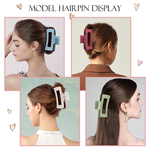 Mandydov 8 Pcs Large Hair Claw Clips 4.1 Inch Non-slip Big Square Matte Claws Leopard Print for Women, Strong Hold Banana Clips for Thick Thin Hair - color: Leopard