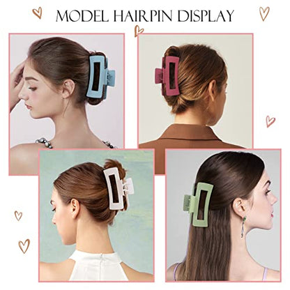 Mandydov 8 Pcs Large Hair Claw Clips 4.1 Inch Non-slip Big Square Matte Claws Leopard Print for Women, Strong Hold Banana Clips for Thick Thin Hair - color: Leopard