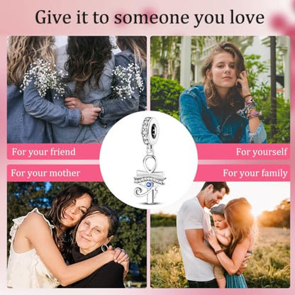MULA 925 Sterling Silver Charms for Bracelets and Necklace Family Pendants | Airplane Travel Dangle Beads Family Tree Jewelry Charms for Women - color: Horus Eye