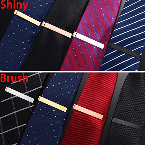 HAWSON 2 inch Tie Clips for Men-Skinny Tie Bar Tie Set for Wedding Anniversary Business and Best Gift for Dad Husband Brother - color: 8 PCS-Brush and Shiny