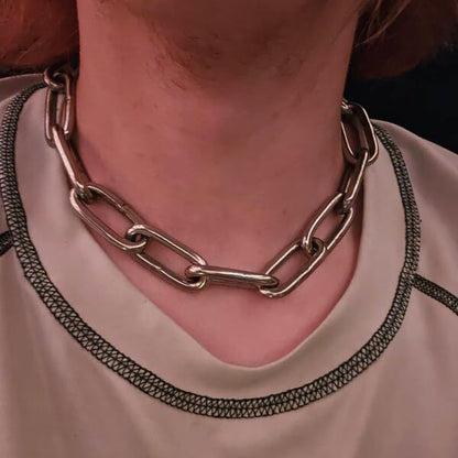 Men's Heavy Duty Quee Goth Grunge Chunky Necklaces Punk Stainless Steel Alternative Industrial Collar Choker Link Chain For Women Jewelry - size: 16.5, style: 4MM