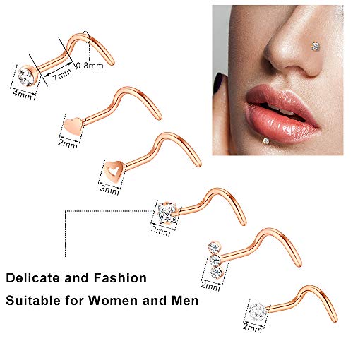 35-70 PCS 18G 20G Nose Rings for Women & Men - Gold Hoops, L Shape, Studs & Screw - 316L Surgical Stainless Steel - color: Color A-40pcs