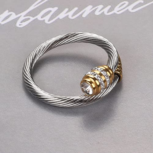 Dorriss Ring for Women Adjustable Cable Nail Rings Open Stackable Jewelry - color: B-Gold & Silver