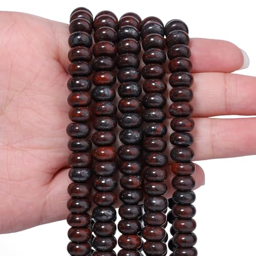 Songxi 5x8mm Natural Deep Red Stone Rondelle Beads, 75PCS Spacer Round Loose Abacus Beads for Jewelry Making, Gemstone for Bracelet Necklace Earrings, Arts and Crafts - color: Deep Red Stone