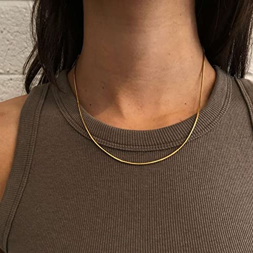 DEARMAY 14K Gold Plated Herringbone Necklaces for Women, Dainty Gold Snake Choker Chain Non Tarnish Trendy Simple Thin & Chunky Options Neckalce 1.5/3/5/6/8mm Chain Jewelry for Gifts - color: 1.5MM 18"-GD Herringbone Necklace
