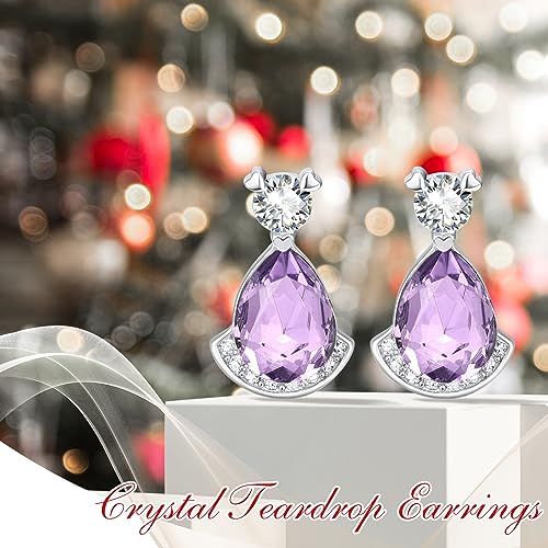 Birthstone Teardrop Crystal Stud Earrings for Women 925 Sterling Silver Solitaire Studs Halo Earrings for Birthday Gifts Teardrop Earrings for women - style: F June