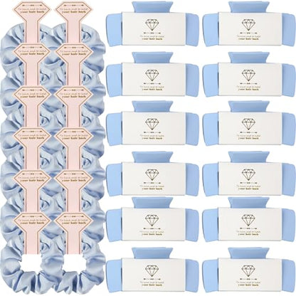 Bridesmaid Scrunchies Proposal Gifts 4.1 Inch Square Set of 8 Bachelorette Hair Claw Clips ideas Bridal Shower Gift for Wedding Party Favors (24pcs Dusty Blue) - color: 24pcs Dusty Blue