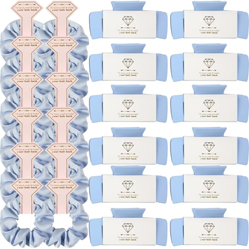 Bridesmaid Scrunchies Proposal Gifts 4.1 Inch Square Set of 8 Bachelorette Hair Claw Clips ideas Bridal Shower Gift for Wedding Party Favors (24pcs Dusty Blue) - color: 24pcs Dusty Blue