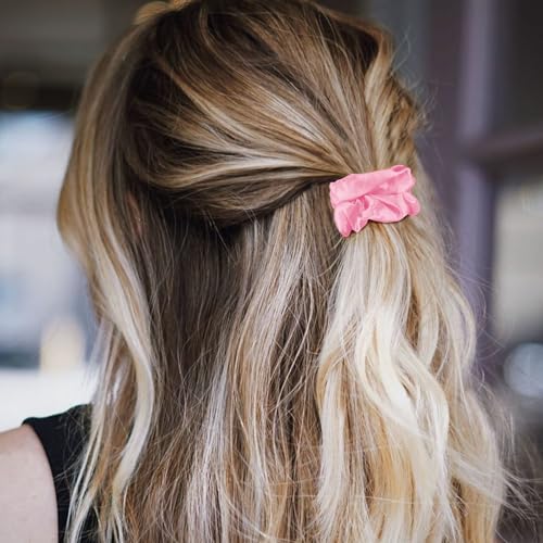 KICOSY 12PCS Light Pink Hair Scrunchies - Bulk Pink Satin Hair Ties for Girls - Pink Hair Accessories & Party Favors - color: light pink