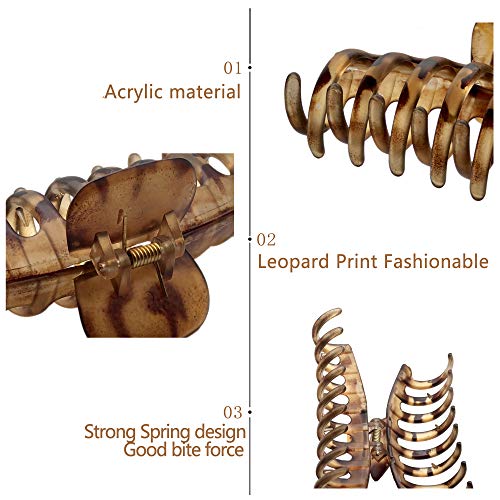 OWIIZI 4.3" Large Hair Claw Clips for Women Long Thick Hair (4 Packs) | Matte Leopard Hair Clips,Non-Slip Strong Hold Ponytail Barrettes,Jumbo Cute Hair Accessories,for Girls Thick Thin Curly Hair - color: Style 2
