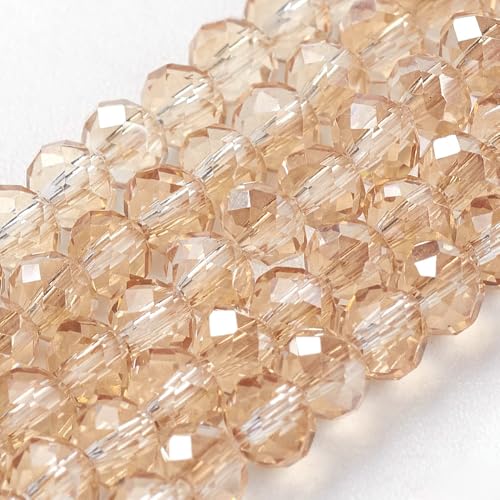 1110pcs Faceted Rondelle Glass Seed Beads 3x2mm Mini Crystal Loose Spacer Beads for DIY Friendship Bracelet Necklace Beading Craft Jewelry Making Ornament, Pale Goldenrod - color: Pale Goldenrod