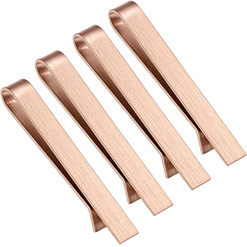 2.2/2.5 Inch Tie Clips for Men's tie in Gift Box, tie bar & pins set for larger width necktie in black red white blue color, Suitable for Wedding Anniversary Christmas Party - size: 2.2'' Wide, style: 4pcs Rose Gold