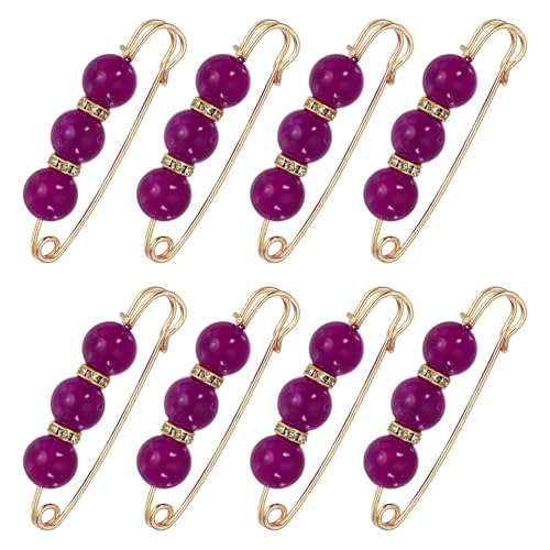 MECCANIXITY Pearl Brooch Pins, Decorative Safety Pin Brooch Fashion Sweater Shawl Crystal Clip for Collar Dress Shirt Clothing Accessories for Girls and Women - color: Purple