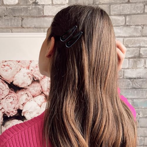 20 PCS Metal Snap Hair Clips Water Drop No Slip Barrettes for Women Bright Small Hair Clips For Thick And Thin Fine Hair,Black,1.97 x 0.5 In. - color: Black