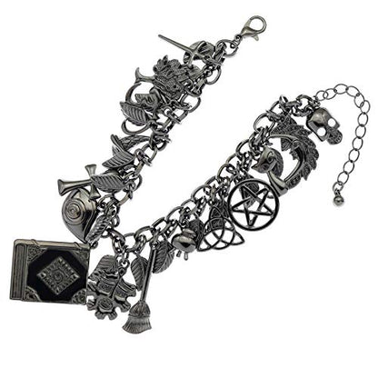 RechicGu Mythology Fairytale Lucky Charms Cuff Bangle Bracelet Cross Leaf Moon Face Celtic Cat - color: Black