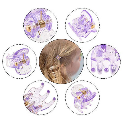 YOHAMA 36Pcs Glitter Mini Hair Claw Clips Kid Adult Strong Hold Bangs Clips | Multifunction Durable Small Hair Clips, Women Girl Fixed Messy Bun, Design Hairstyles, Non-Pulling or Snagging, Clamp Gift - color: Colorful(1.4cm)