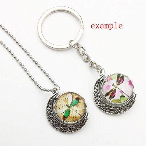 10 Sets Fit 18mm Moon Rotation Double Side Round Blank Bezel Pendant Trays Base Cabochon Settings Trays Pendant Blanks Jewelry Making DIY Findings (M133) - color: M133