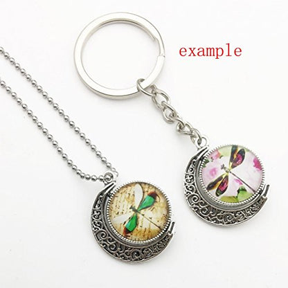 10 Sets Fit 18mm Moon Rotation Double Side Round Blank Bezel Pendant Trays Base Cabochon Settings Trays Pendant Blanks Jewelry Making DIY Findings (M133) - color: M133