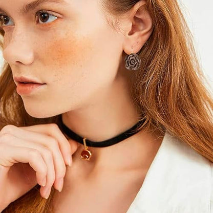 Handmade Bohemian Aesthetic Dainty Acrylic Flower Petal Leverback Earrings Sparkly 14K Gold Floral Dangle Drop Earrings for Women - color: Brown