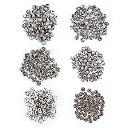 EuTengHao 600pcs Spacer Beads Jewelry Bead Charm Spacers Alloy Spacer Beads for Jewelry Making DIY Bracelets Necklace and Crafting (12 Styles,Silver and Gold)