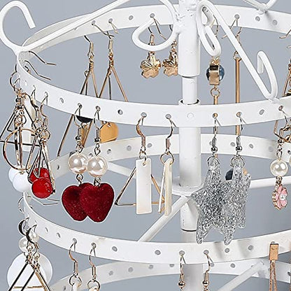 Sooyee Jewelry Holder,360 Rotating Earring Holder Organizer Jewelry Stand,4 Tiers 144 Holes Earring Display Stands for Selling,Metal Jewelry display,White - color: Metal White