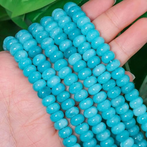 Songxi 5x8mm Amazonite Stone Rondelle Beads, 75PCS Spacer Round Loose Abacus Beads for Jewelry Making, Gemstone for Bracelet Necklace Earrings, Arts and Crafts - color: Amazonite