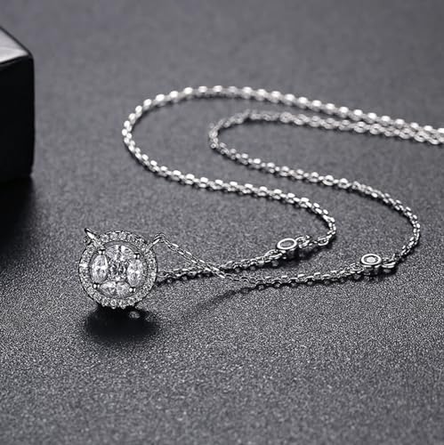 Gold Plated Geometric Style Sparkly Dainty Rectangle Teardrop Shaped AAAAA Australia Crystal with Cubic Zirconia Y Necklace Fashion Jewelry for Women & Teen Girls - color: Round Necklace White Gold