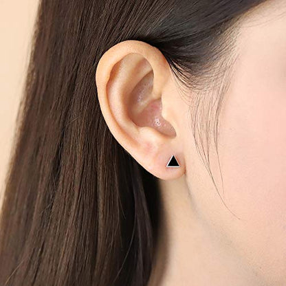 Boma Jewelry Sterling Silver Triangle Inlay Stud Earrings