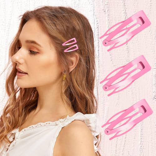 20 Pcs Snap Hair Clips for Women Snap Hair Barrettes Double Grip Hair Clips 3 Prong Clips for Hair Barrettes for Women Girls (Light pink) - color: Light pink