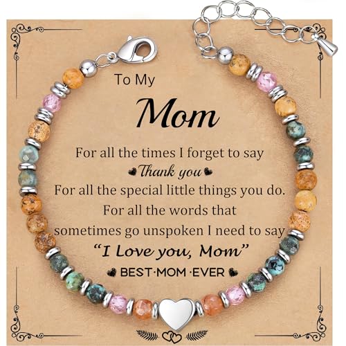 Best Friend Bracelet Gifts for Women Sister Bestie, Christmas Gift for Teens Mom Daughter Granddaughter Birthday Gift for Her Stocking Stuffers - color: African Turquoise-Mom