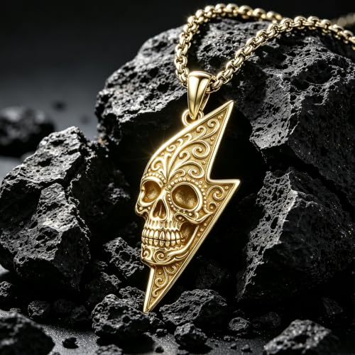 Skull Necklace for Men Women Gothic Skull Necklace for Men Women - style: 14K Skull necklace