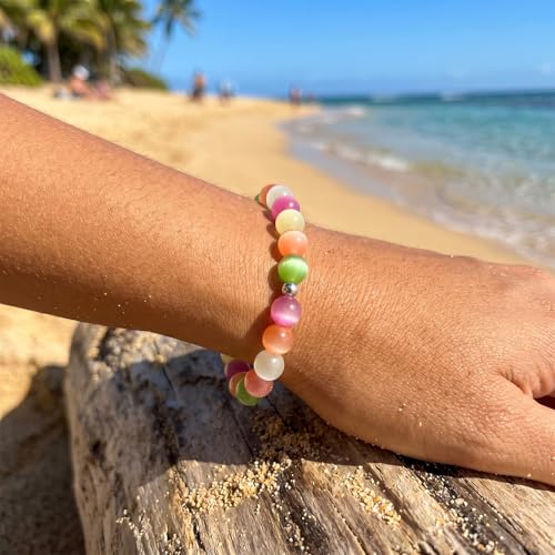 Dopamine Necklace UV Reactive Colorful Rainbow Beaded Necklace Dopamine Jewelry Set Color Changing Mood Necklaces Bracelet Earrings Summer Beach Vacation Gift for Women - color: A7：gold changing jewerly set
