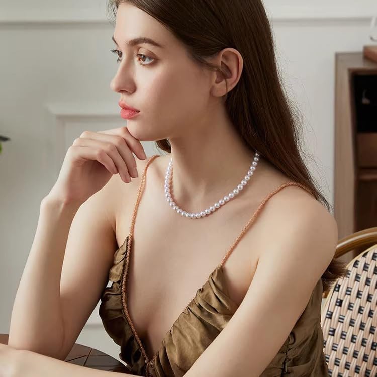 White Genuine Freshwater Cultured Pearl Necklace For Women And Men | Full Sizes from 3mm to 14mm Freshwater Pearls, AAA Grade & Above, A Love Gift Choice For Anniversaries And Birthdays - size: 7-8mm 16in AAAA