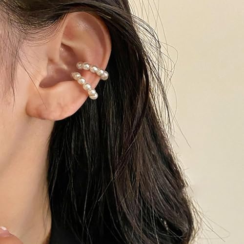 Pearl Earrings for Women Clip On Earrings Women Non Pierced Dainty Pearl Ear Cuffs Elegant Wrap Around Clip Trendy Jewelry Gifts