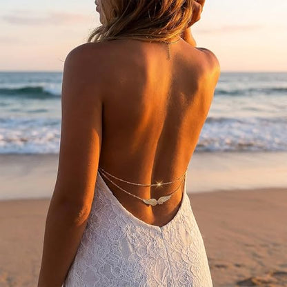 Angel Wings Waist Chain for Women Gold Layered Belly Chain Dainty Waist Jewelry Beach Body Jewelry Summer Outfit Accessories - color: A1:gold waist chain