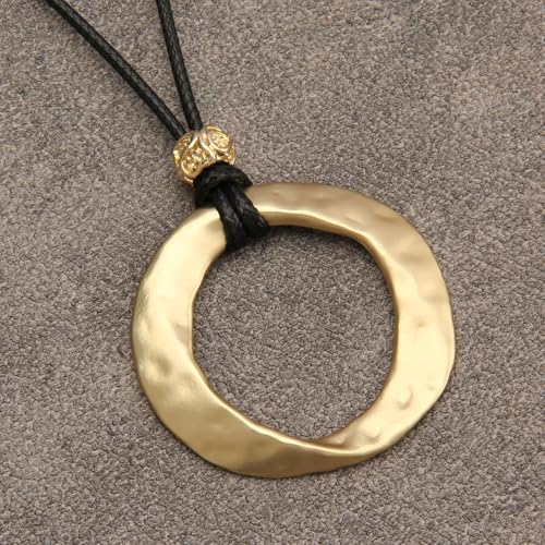 Boho Necklaces for Women Chunky Circle Necklace Bohemian Necklaces | Chunky Boho Necklace for Women Layered Boho Circle Leather Choker Necklace Long Vintage Necklaces Bohemian Jewlery Gifts - style: Boho Necklace Women