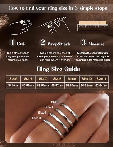 YADOCA Stainless Steel Stackable Rings for Women Non Tarnish Silver Ring | 8pcs 2MM Thin Stacking Thumb Rings 14K Gold Plated Knuckle Statement Band Ring Set Simple Heart Knot Size 5-11 - color: Silver