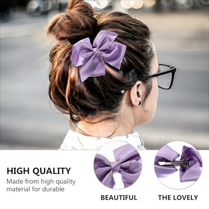 Abaodam 12 Pieces Mixed Color Bowknot Hair Clips for Solid Ribbon Hair Barrettes Set for Daily Wear and Party Styling Random Color