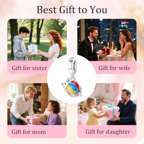 925 Sterling Silver Bead Charm for Pandora Bracelets and Necklaces,Pink Bow Cherry Butterfly Blue Ocean Pendant Bead Charms Jewelry Present Valentines Gifts for Wife/Girlfriend Women - style: Kitten Play Ball Charms