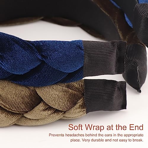 DRESHOW Braided Headbands for Women Velvet Hair Hoop Elastic Criss Cross Hair Bands Accessories - color: 01 Pack Velvet Braided: Army Green