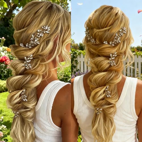 10 pcs Wedding Hair Accessories Bridal Hair Pins Silver Rhinestone with Pearls Hair Pieces for Brides Women Girls (Silver A) - color: Silver A