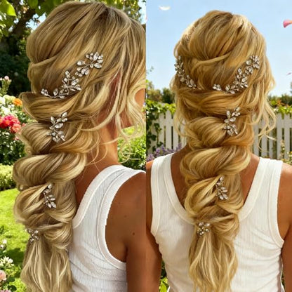 10 pcs Wedding Hair Accessories Bridal Hair Pins Silver Rhinestone with Pearls Hair Pieces for Brides Women Girls (Silver A) - color: Silver A