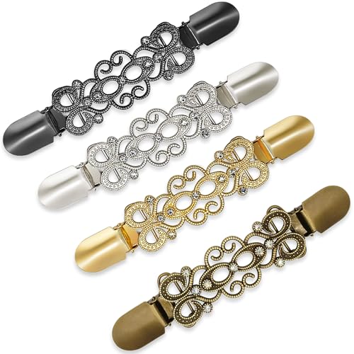 Dress Cinch Clips Sweater Clips, Vintage Waist Cincher Clip for Women, Decorative Clothing Brooch Clip for Sweaters, Dresses & Shirts - color: 4Pcs Assorted