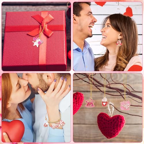 MARFOREVER 40 Pcs/20 Pairs Valentines Charms for Jewelry Making Heart Charm | Gold Enamel Red Pink Romantic Love Charm, Heart Charms Pendant, for Valentine's Day Bracelet Necklace Earrings Jewelry Making - style: Valentines