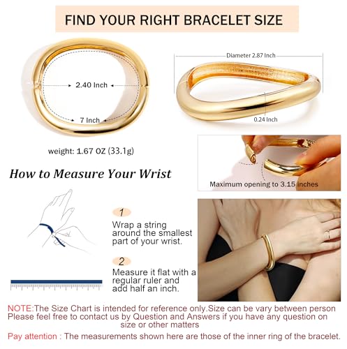 Gold Plated Cuff Bangle Bracelets For Women Trendy Hinged Cuff Open Wide Chunky Gold Bracelet Minimalist Bangle Jewelry Gift - color: Gold Irregular