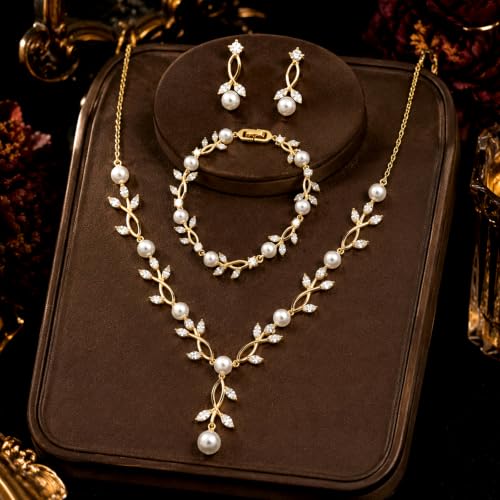 Zeffy Pearl Necklace 4MM/6MM/8MM Dainty Round Imitation Pearl Choker Necklace Wedding Pearl Necklace Delicate Jewelry for Women Simple Bridesmaid Jewelry Gifts - style: Wedding Pearl Necklace+Bracelet+Earrings