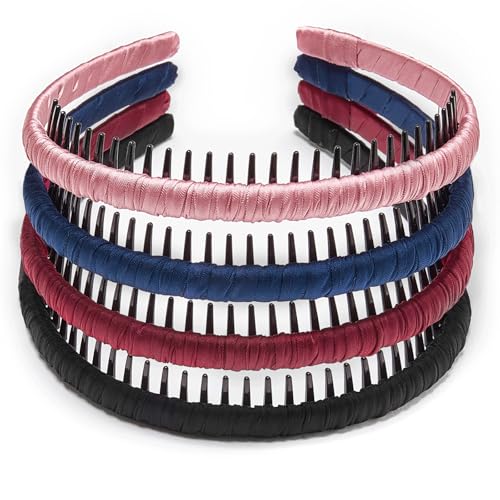 STHUAHE4PC Multicolor Protection Resin Teeth Comb Hair Hoop Hairband Headband Hair Accessories by Beauty hair (4 Colors-Multi-colored) - color: 4 Colors-Multi-colored